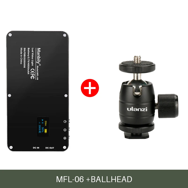 LED Ballhead Manbily MFL-06 светодиодный видео светильник на камеру Мини с регулируемой яркостью тип-c перезаряжаемый заполняющий светильник для фотосъемки - Цвет: LED Ballhead