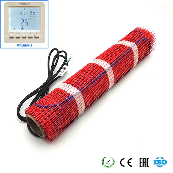 With HY02B05-2E Minco Heat 20 м x 50 см электрическая напольная плитка с подогревом, Wi-Fi термостат для подогрева пола теплая подстилка - Цвет: With HY02B05-2E