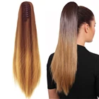 Soowee 24 ''прямые синтетические волосы на заколках для наращивания, коричневые, серые, когти, конский хвост, высокотемпературные волосы из волокна, хвост пони