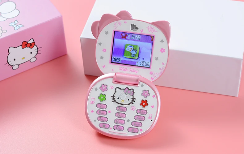 Милый мини-телефон hello kitty для девочек K688+ четырехдиапазонный флип-мобильный телефон с мультяшками разблокированный детский мини-телефон с двумя sim-картами