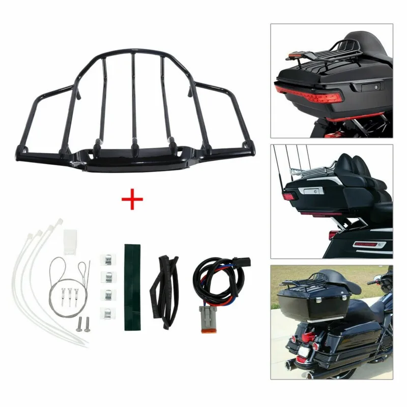 

Багажная стойка со светодиодный светильник кой для мотоцикла для Harley Tour Pak Road King Glide Touring Electra Street Glide 93-13 Air Wing