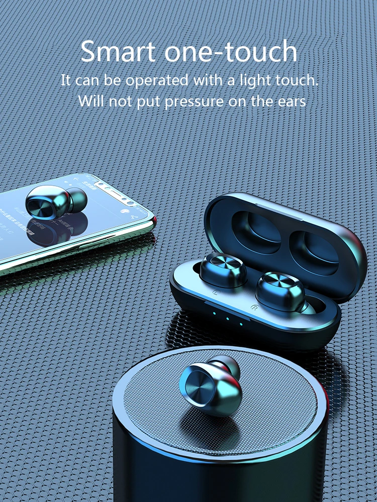 Сенсорные спортивные беспроводные наушники, 3D стерео Bluetooth наушники, мини водонепроницаемые наушники с шумоподавлением, наушники с зарядным устройством