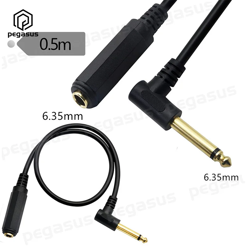 

6.35mm MONO Male to Female to Parch Cable Guitar- 1/4" Lead 90 Degree Right Angle 0.5 Merers