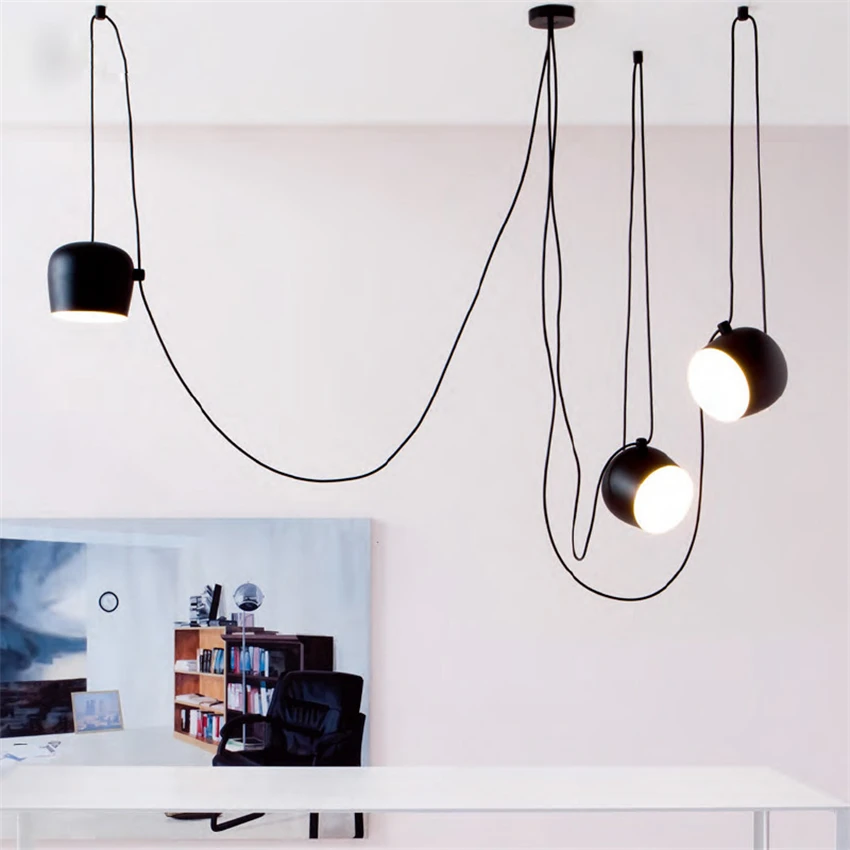 Винтажная черная люстра в стиле ретро Подвеска Барабан осветительные приборы