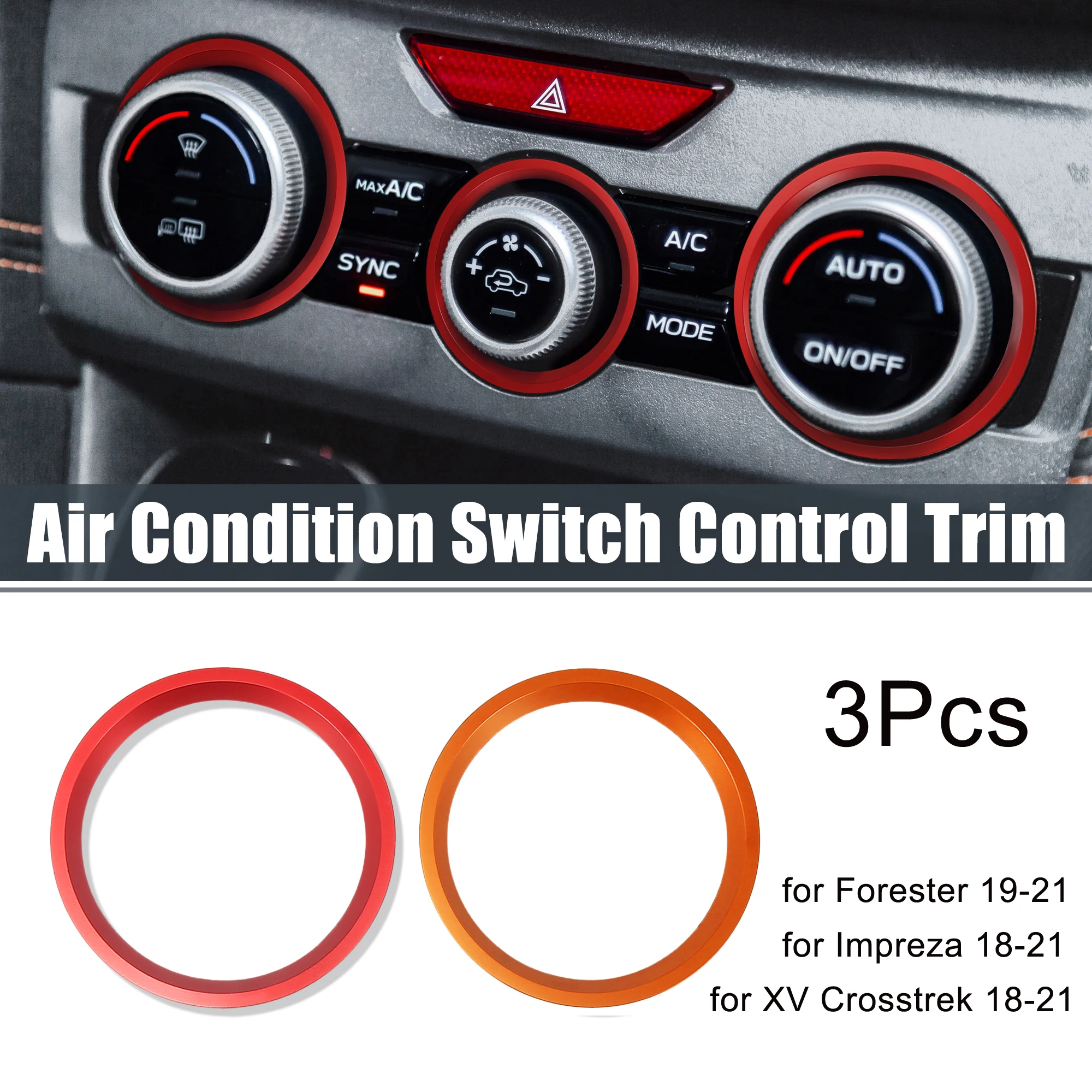 UXcell 3 шт. кольца-накладки ручек кондиционера и переключателей для Subaru Forester 2019-2021, Impreza 18-21 и XV Crosstrek.