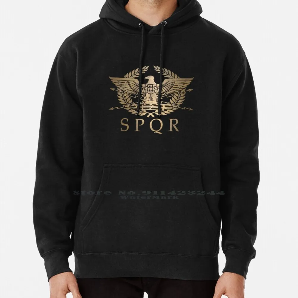 

S * P * Q * R *-Roman Empire Standard Shield Hoodie Sweater 6xl Cotton Greek Roman S P Q R History Bc Biblical Epic Gauls