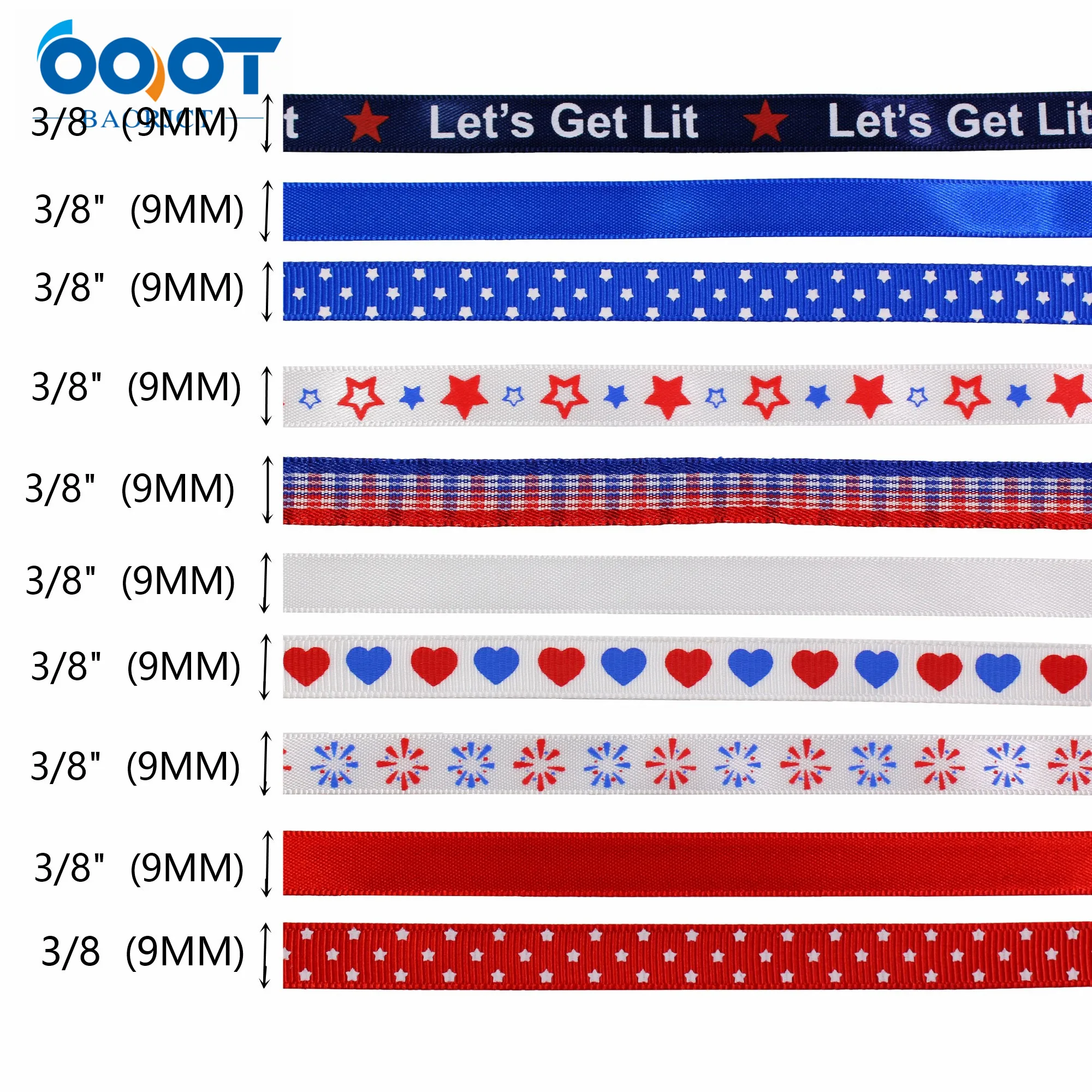 

Independence Day Series Cartoon Ribbons,3/8"(9MM),10Yards Bow Cap Accessories Party Gift Wrap DIY Handmade Materials 201226-5