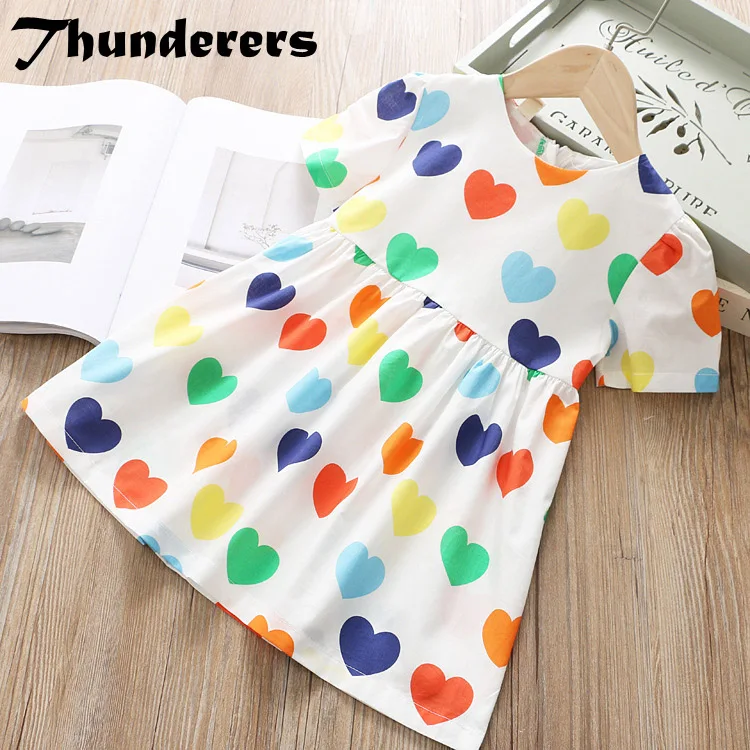 

Thunderers Summer Kids Princess Dress For Girl Geometric Cartoon Cotton Girl Wedding Dress Toddler Baby Clothes Wear Costume