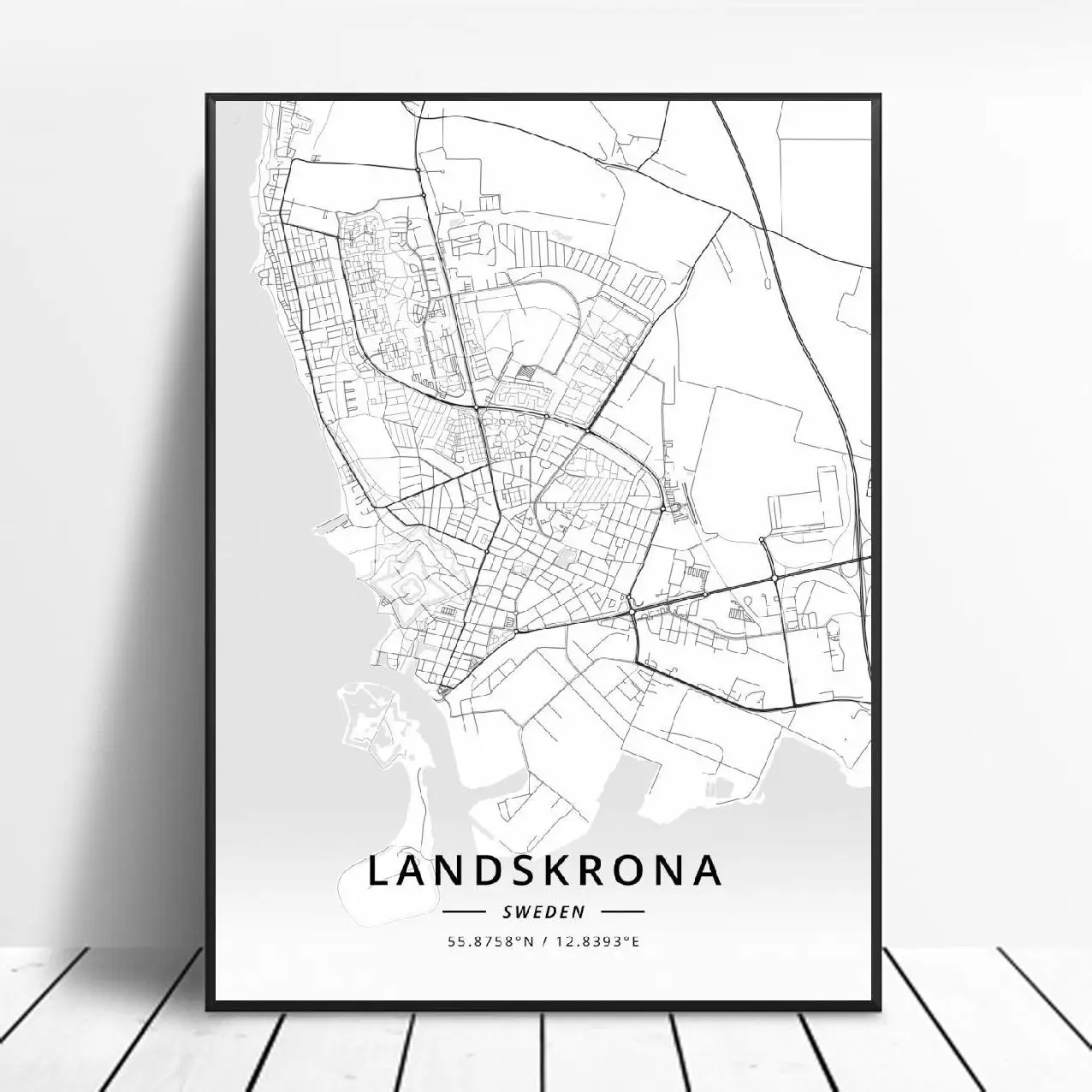 Landskrona Гётеборг Karlstad sodertalje kalmar Sundsvall Швеция холст Художественная карта