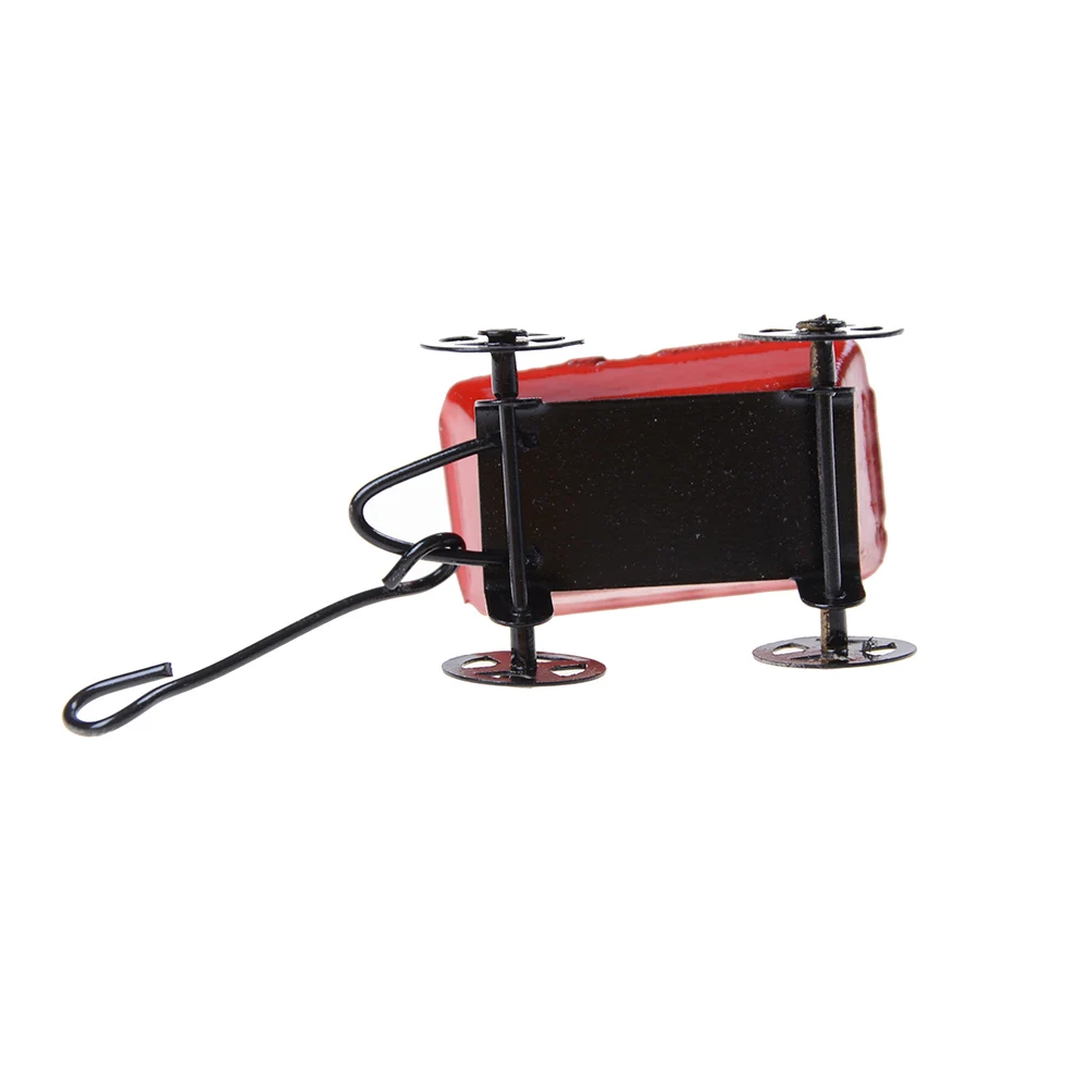 

1:12 Mini Cute Dollhouse Miniature Metal Red Small Pulling Cart Garden Furniture Accessorie Toy For Home Decor Gift Ornament