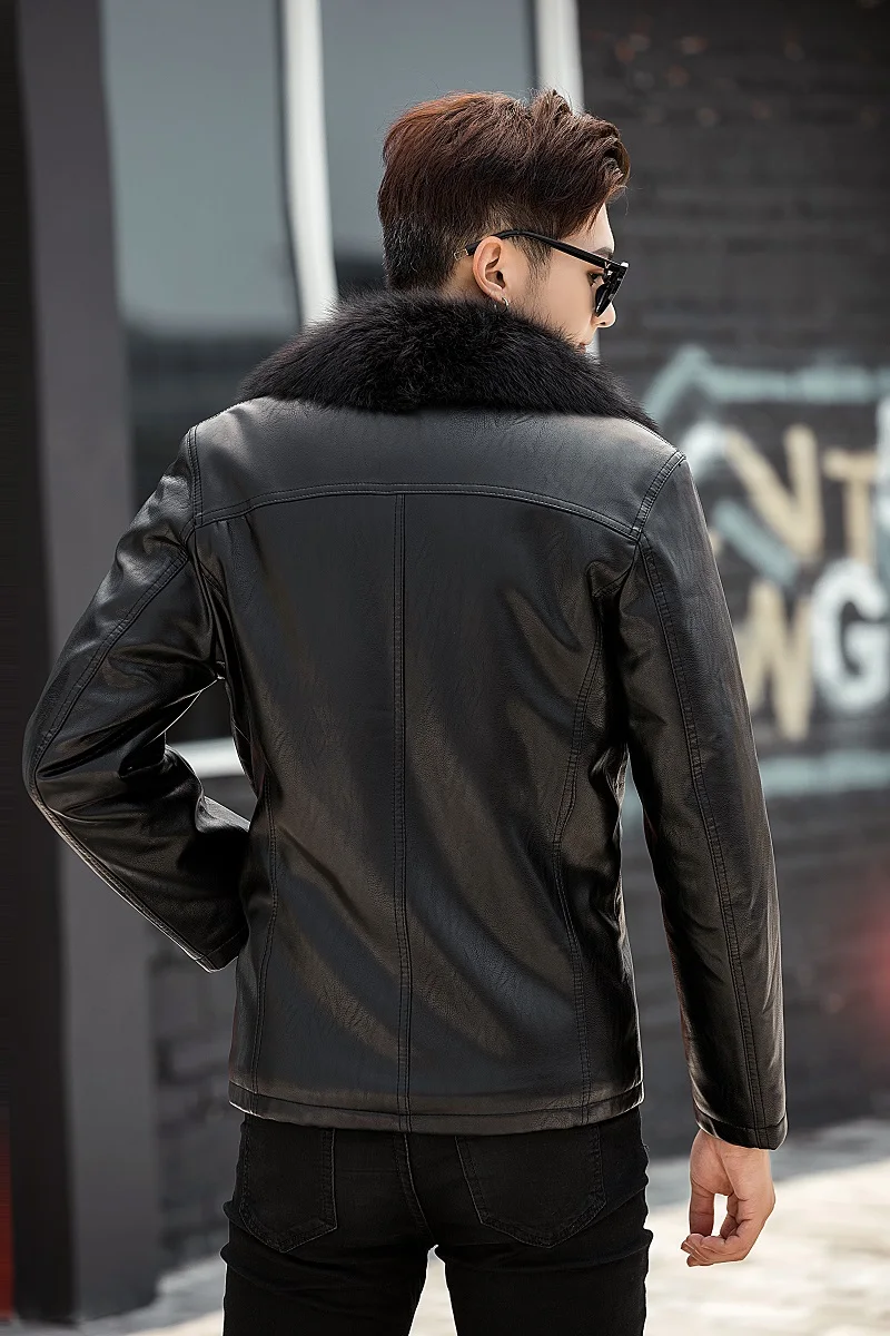Mens Winter Fur Coats Long Sheepskin Leather Jackets Raccoon Collar Windbreaker Outerwear Outdoor Snow Overcoat Plus Size | Мужская