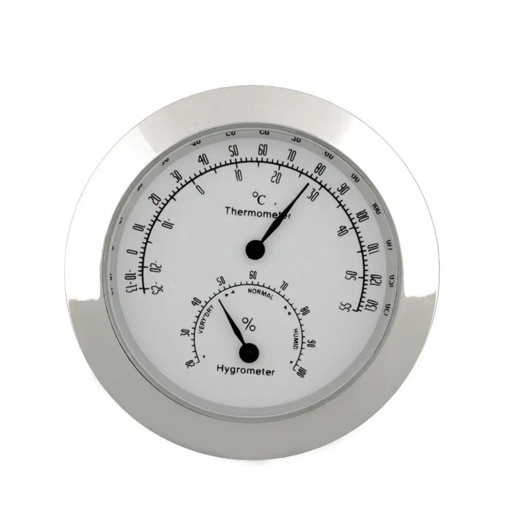 

Silver Round Humidity Thermometer Hygrometer Case For Guitar Useful Portable