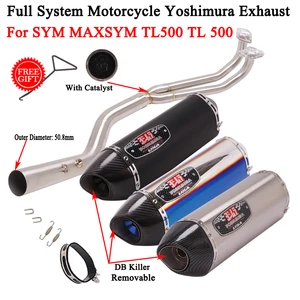 For MAXSYM TL500 TL 500 Full System Motorcycle Yoshimura Exhaust Escape Modify Front Link Pipe Connect 51mm Muffler DB Killer