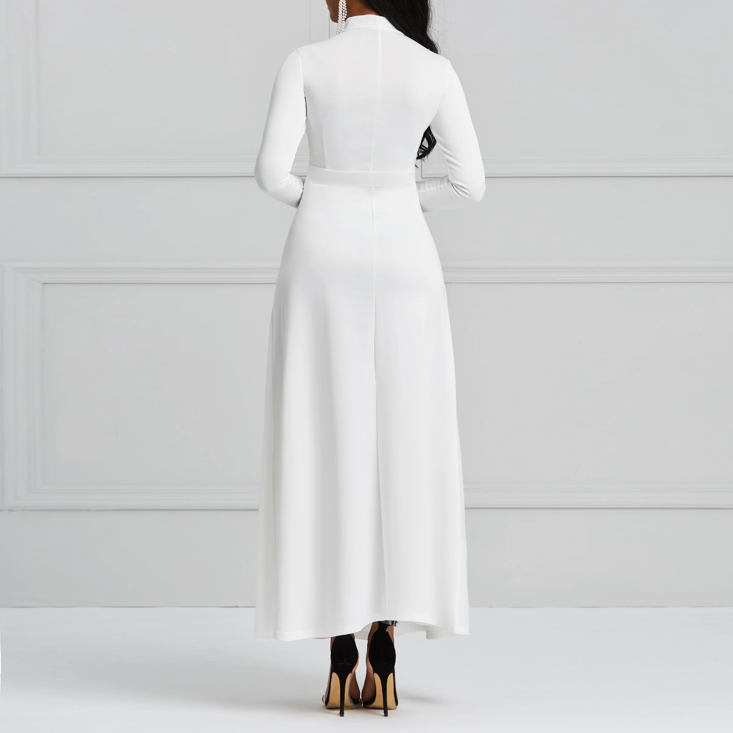 Vestido de fiesta largo minimalista para mujer, blanco, elegante, de oficina, Vintage, de noche, Formal, de talla grande, 2021