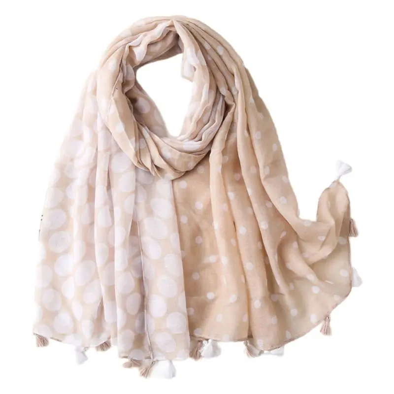 

180x90cm Summer Polka Dot Contast Color Large Scarf Tassels Voile Lightweight Sunscreen Beach Oversized Shawl Wrap Hijab