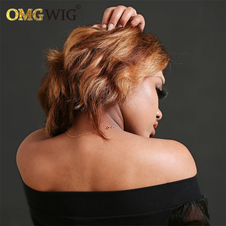 Медовый светлый цвет короткий Боб вырез Фея волнистые кружевные передние