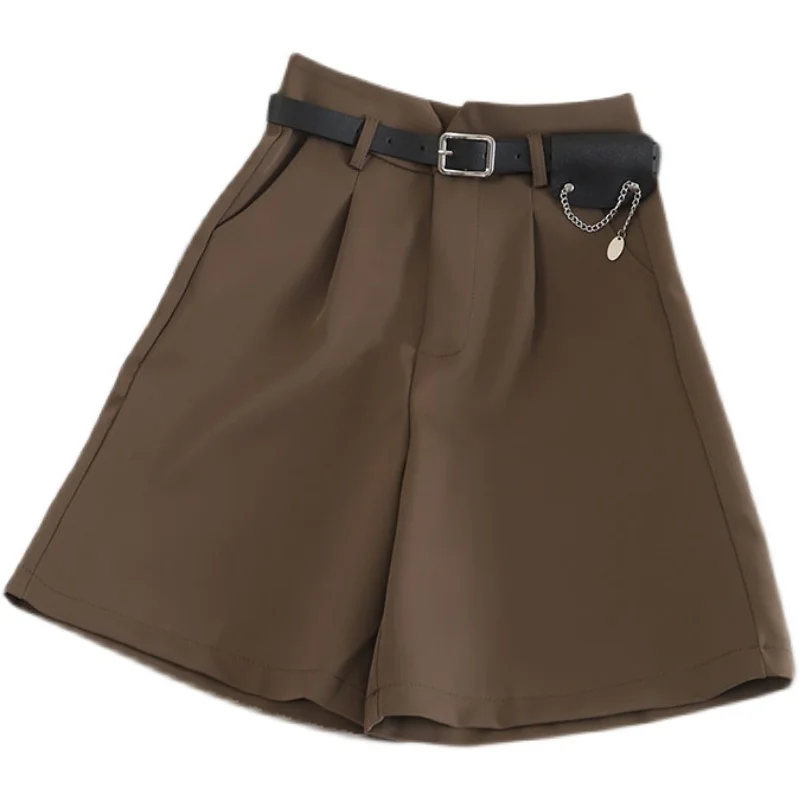 

6697 casual Capris women's 2021 spring and summer new high waist loose wide leg pants cool chain niche design