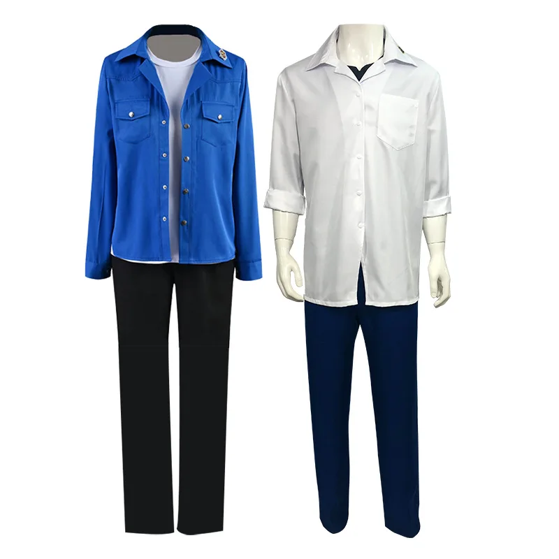 

Anime SK8 the Infinity Langa Hasegawa Cosplay Costume Tee Jacket Pants Gloves Hasegawa Ranga Blue Short Wig