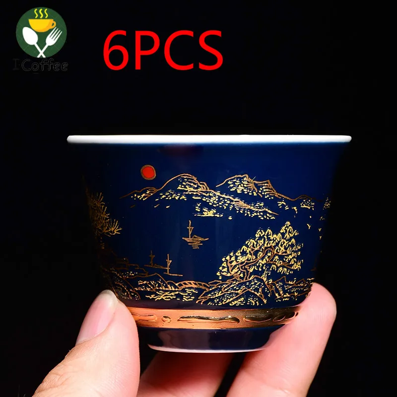 

Blue and white porcelain tea cup Japanese Style Teacup Water Cup Ceramic Hand-painted Kungfu Teacup Cuisine Drinkware