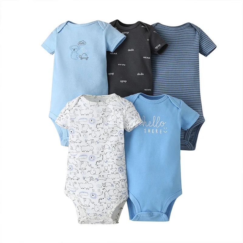 

5 PCS/lot summer short sleeve baby boy bodysuit baby boy jumpsuit set ropa bebe baby boy clothes
