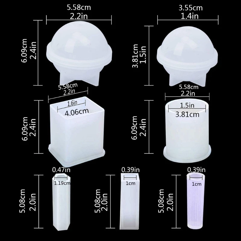 

7Pcs/Set Crystal Epoxy Resin Mold 3D Spherical Cylinder Pendant Casting Silicone Mould DIY Crafts Jewelry Decorations Making Too
