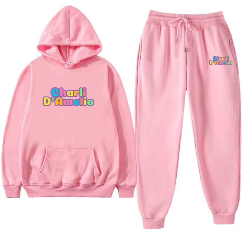 

2-Piece Set Lce Coffee Splatter Hoodies Sweatpants Suit Tracksuit Men Women Sweatshirt New Charli Damelio Pullover Jogging Pants