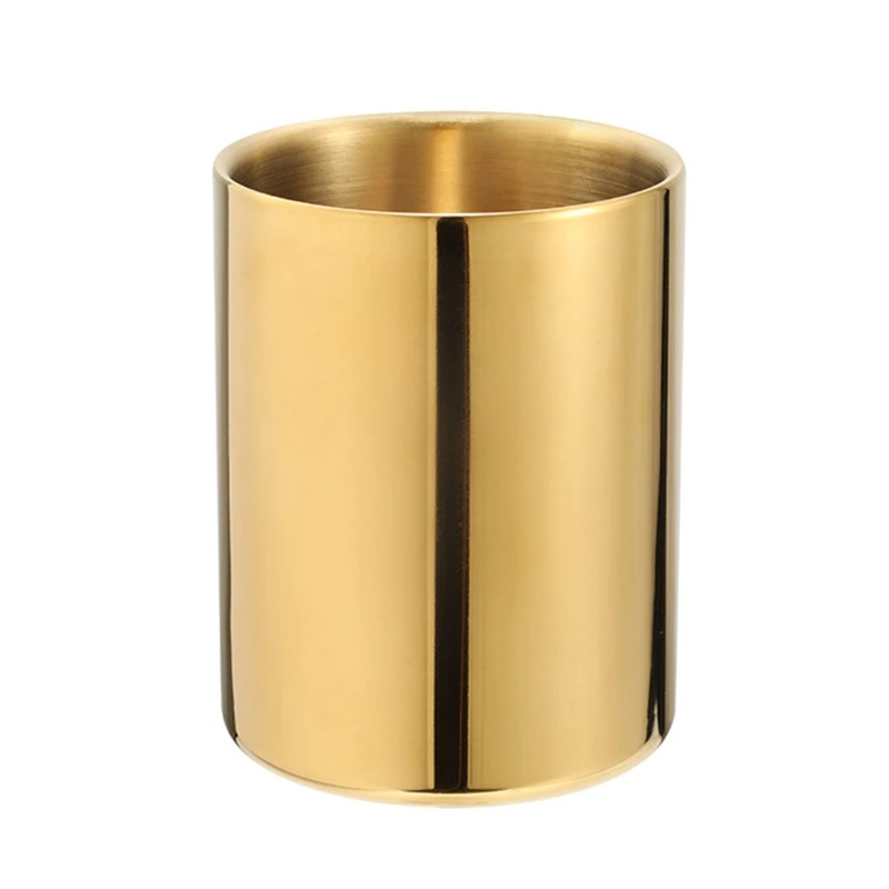 

K92C Stainless Steel Pen Holder Gold Pen Cup Metal Vase for Teachers Students Adults