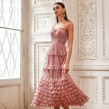 Fivsole Gorgeous Dusty Pink Prom Dresses Backless Tiered Evening Gown Sleeveless Sweetheart Pleated Party Dress (3)