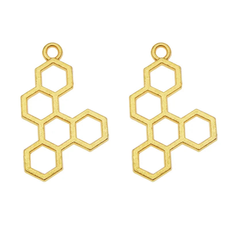 Julie Wang 10PCS Hollow Honeycomb Charms Gold Color Hive Pendants Alloy Necklace Bracelet Jewelry Making Accessory | Украшения и