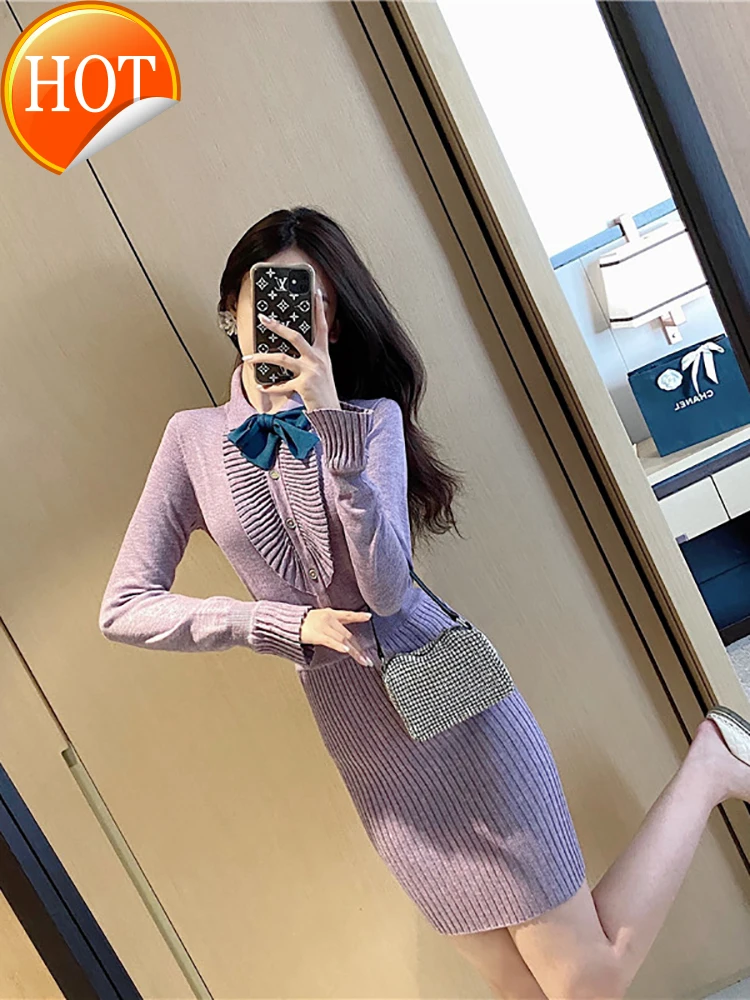 

Lanlin, Новинка осени 2020, свитер, юбка, 2 предмета, вязаная юбка в иностранном стиле светильник модный костюм для зрелых женщин