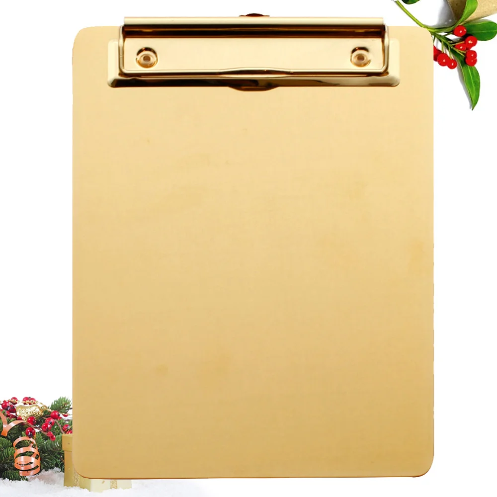 

Stainless Steel File Clip Board A4 Clipboard Paper Holder Memo Folders Board Portable Writing Tablet for Home School Office - Si