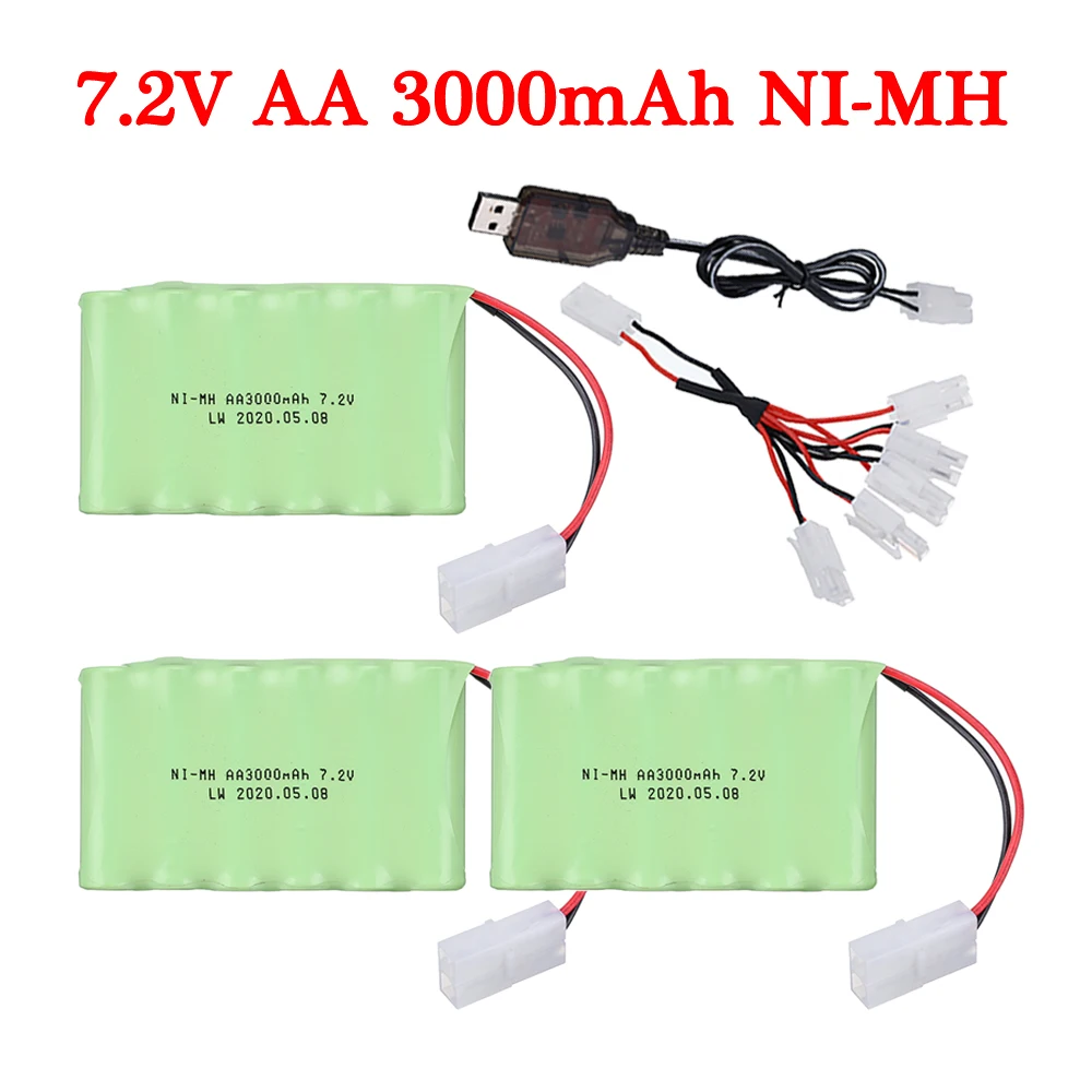 

Перезаряжаемый аккумулятор Ni-MH 7,2 В, 3000 мАч для радиоуправляемых игрушек, автомобилей, танок, грузовиков, пистолетов, AA, 7,2 в, никель-металлоги...