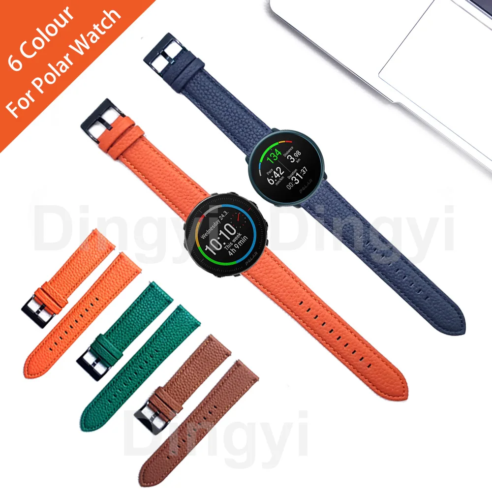 

Watchband Strap Lychee Pattern Leather For POLAR VANTAGE M2 M / Polar Ignite 2 / UNITE / GRIT X Wristband Watch Band Bracelet