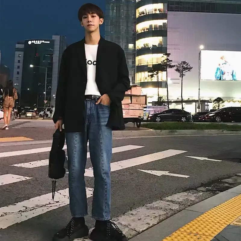 

Hong Kong Style Jacket Male Spring Autumn Tide Brand Loose Casual Suit 2021 New Net Red Fashion Black Small Suit Jacket