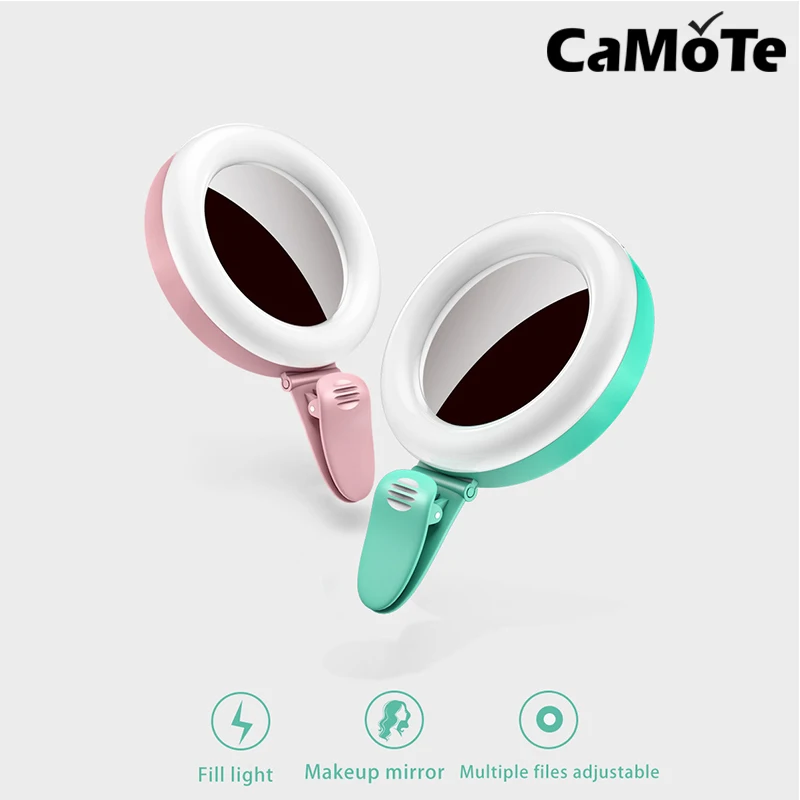 Портативный светодиодный кольцевой светильник лампа с USB зарядкой для селфи