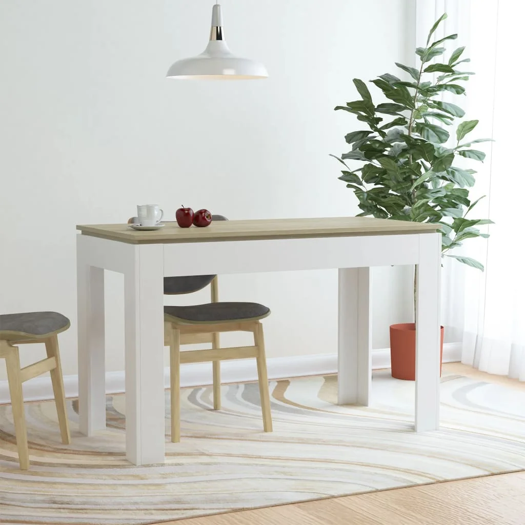 

Dining Table White and Sonoma Oak 47.2"x23.6"x29.9" Chipboard