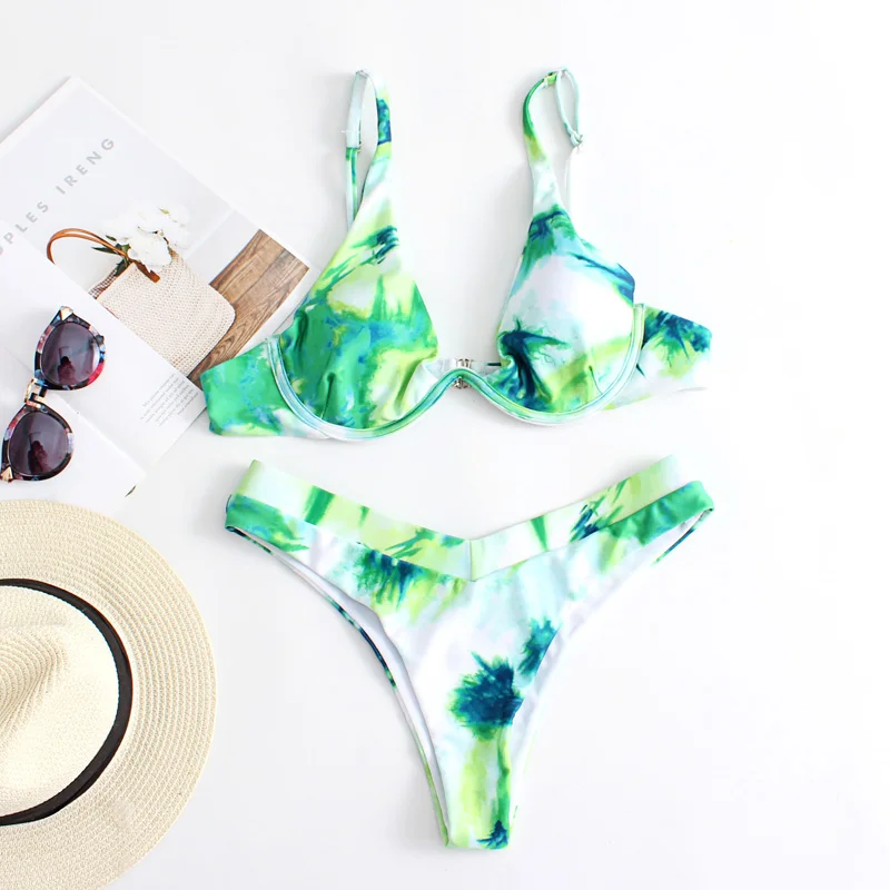 

Женский купальник, модель 2020, Женский раздельный купальник с принтом, сексуальное бикини на косточках, сексуальный комплект бикини, Прямая ...