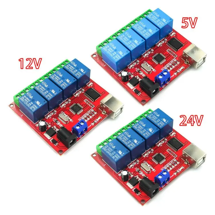 4 канала 5V /12V/24V USB компьютера управления переключатель диск Бесплатная