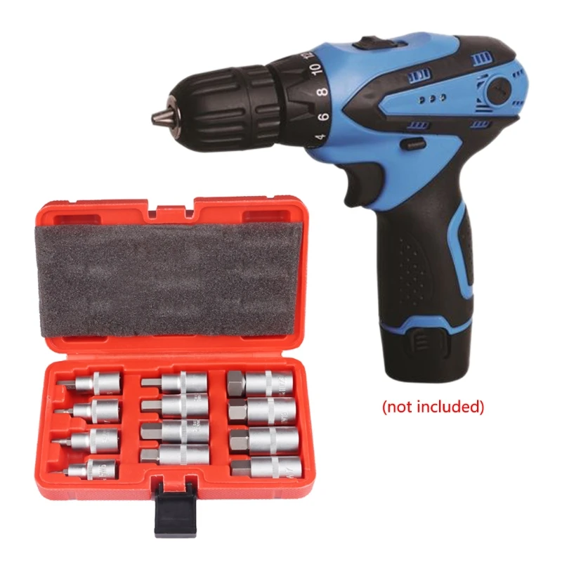

12 Pcs 1/2 Specification Knurled Sleeve Hexagon Nut Driver Drill Bit Socket Screwdriver Wrench Set for Screwdriver Handle