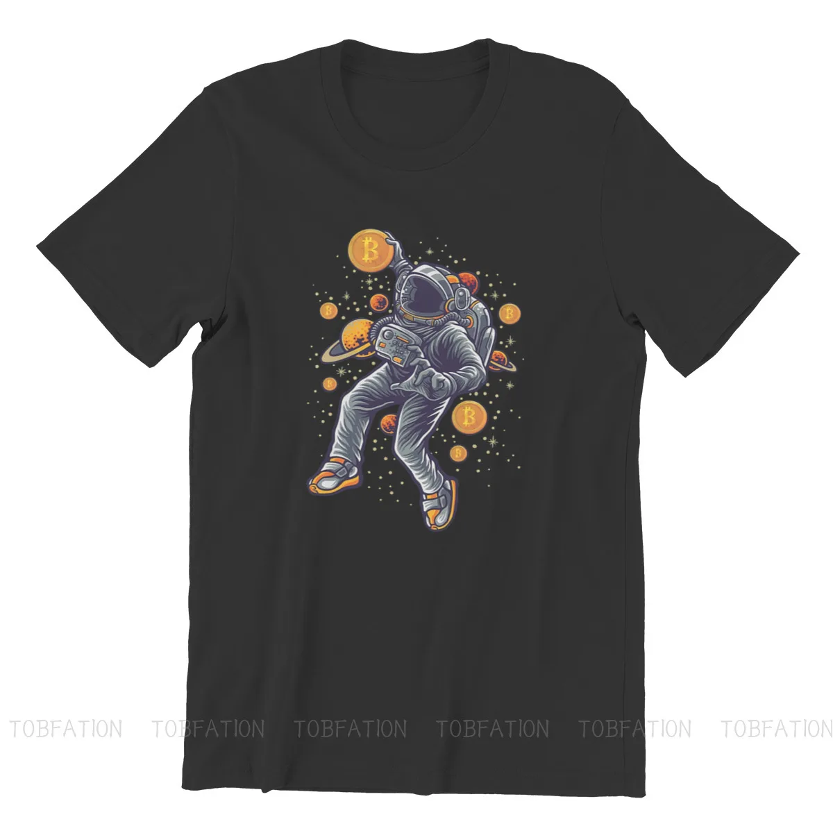 

BTC Crypto Basketball in Space TShirt For Men Bitcoin Cryptocurrency Miners Meme Clothing Fashion T Shirt Soft Print Loose