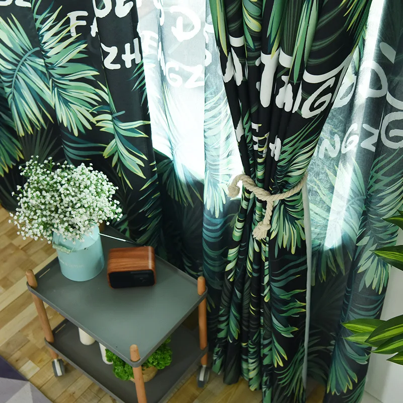 

Шторы с принтом «тропический лес» в скандинавском стиле, занавески из тюля для гостиной, спальни, декоративные драпировки на окна, под заказ