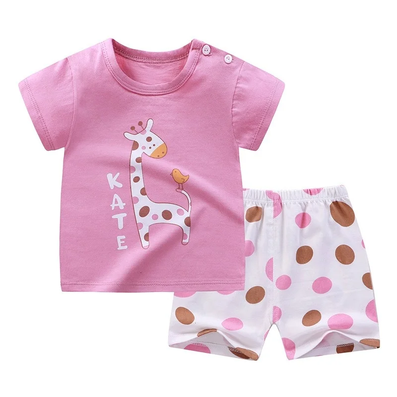 

2 Piece Set Baby Girl Clothes Girls Summer Clothes Set Short Sleeved T Shirts Shorts Cute Cotton Tops Kids Tracksuit Soft Outfit