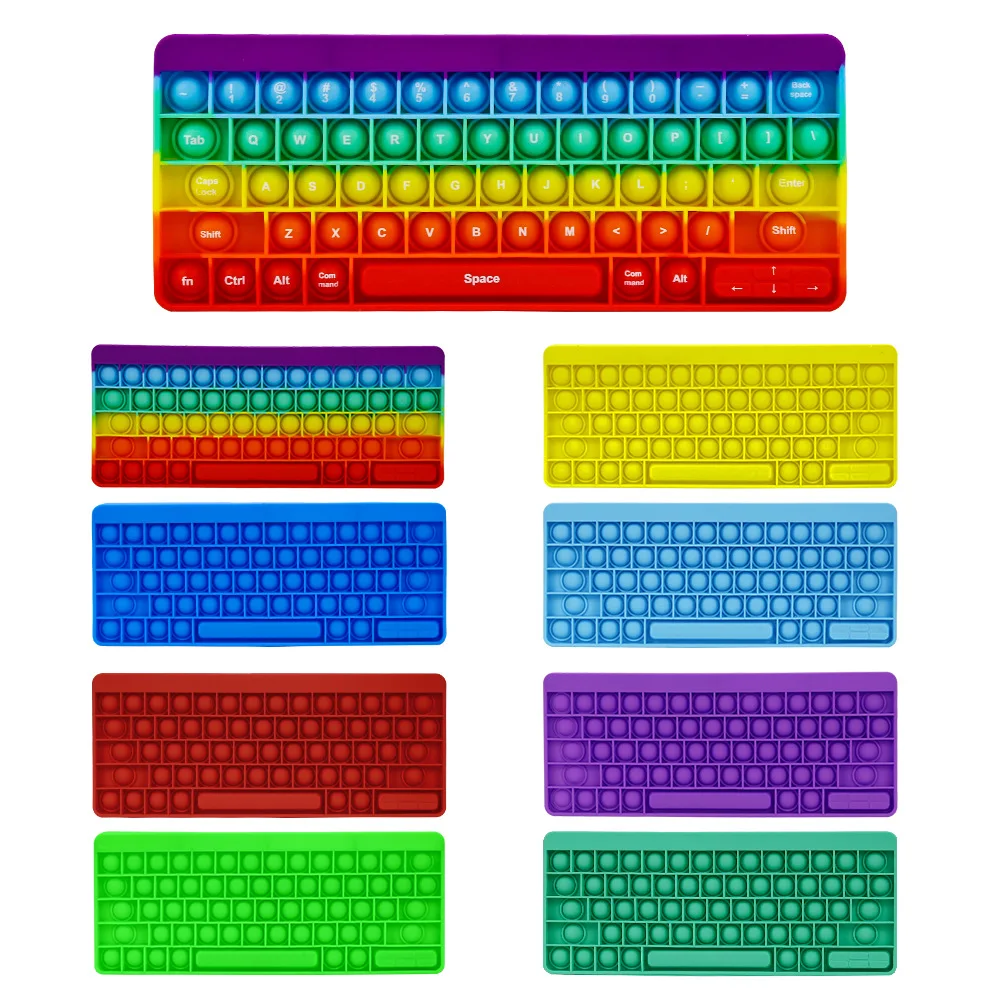 

Rainbow Silicone Fidget Toys Keyboard Design Push Bubble Fidget Sensory Toys Stress Relief Toys For Special Needs Kids Adult