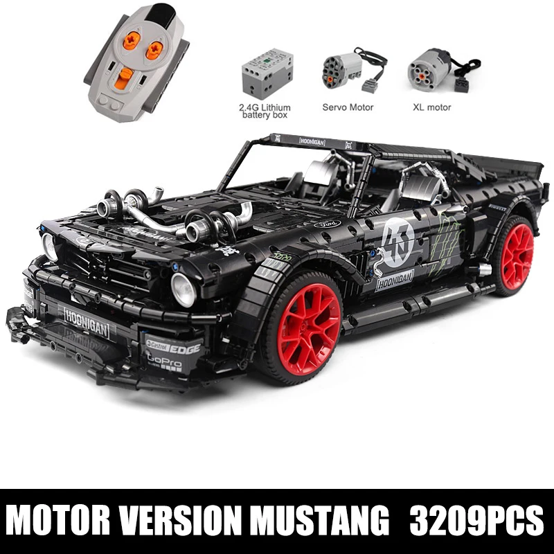 DHL 1965 Ford Mustang Hoonicorn гоночный автомобиль совместимый Technic MOC-22970 20102 строительные блоки кирпичи детские игрушки подарок - Цвет: RC Version