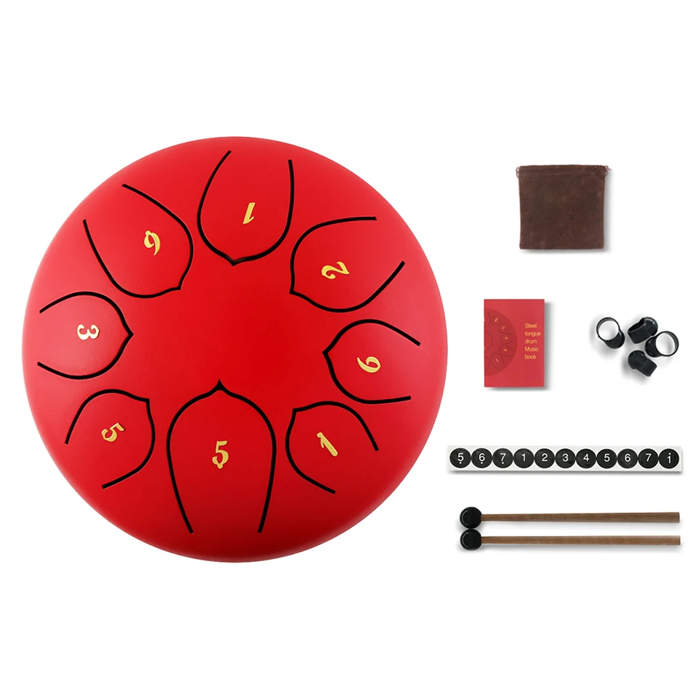 

Notes Hand Pan Tank Drum Musical Enjoyable Instrument Supplies 6 inch 8 Tune Steel Tongue Drum for Children Beginner