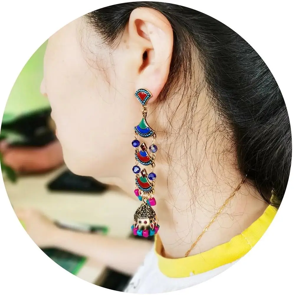 Винтажные Этнические украшения из бисера Индийские Jhumka маленькие серьги с