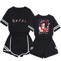 kakegurui short suit cosplay jabami yumeko anime 2 piece outfits female streetwear sportswear japanese crop top set summer
