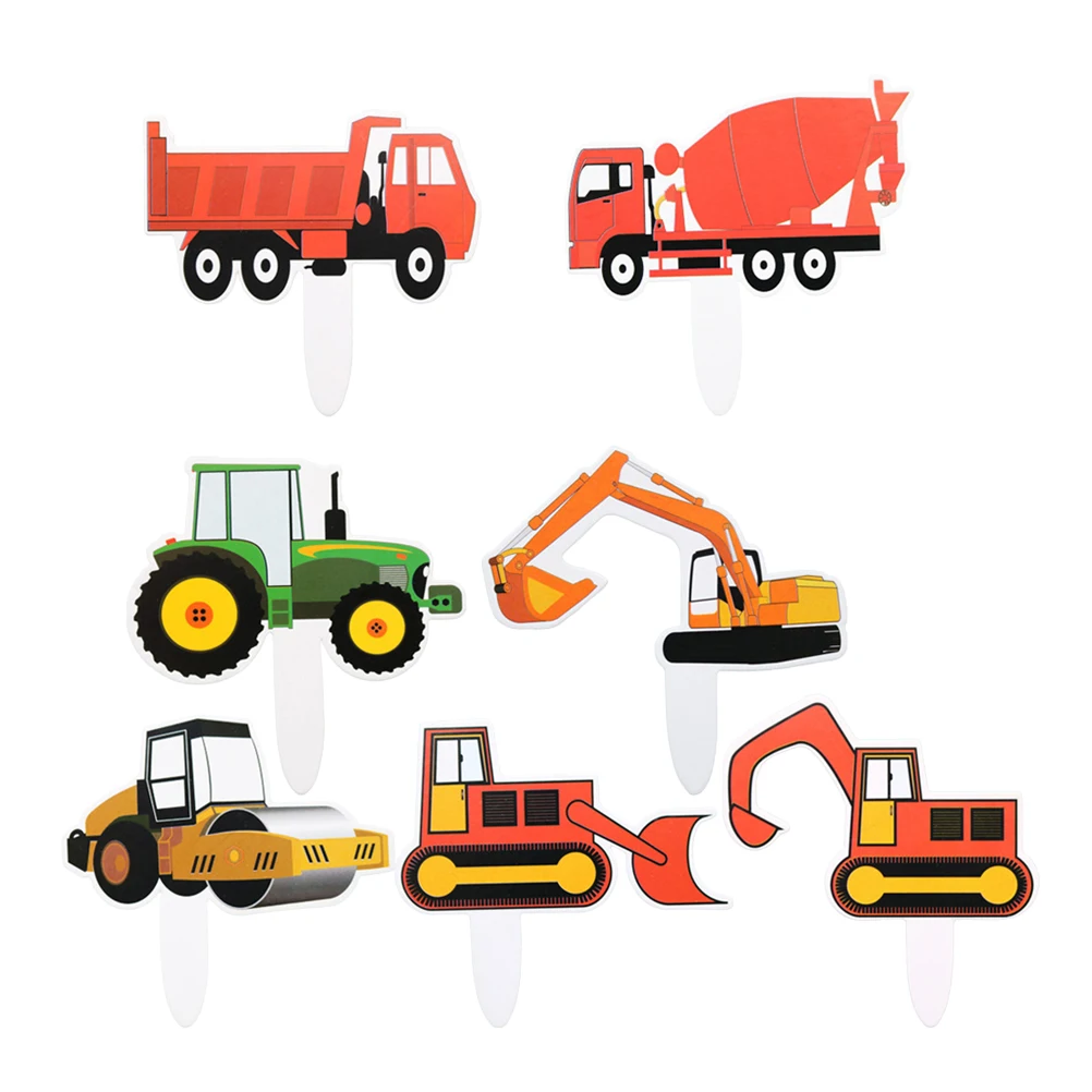 49 шт. Торт Топперы строительство автомобиля мультфильм милый Вставить карты