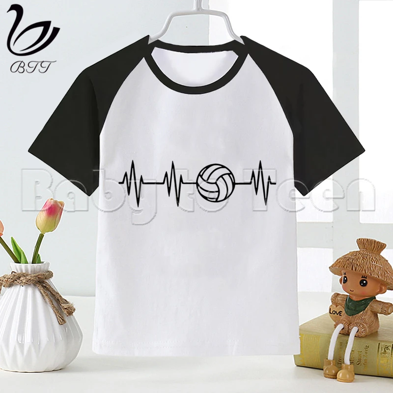 

Футболка для маленьких мальчиков и девочек с рисунком сердцебиения, Детская футболка с принтом, Забавные футболки, летние топы с коротким р...