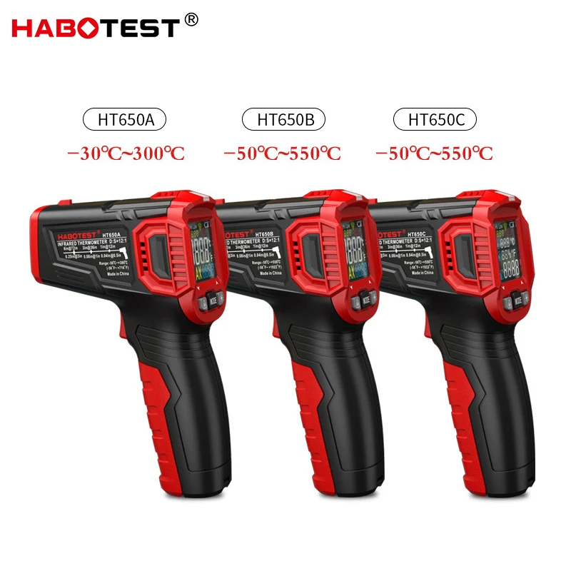 HABOTEST HT650A цифровой инфракрасный термометр гигрометр Бесконтактный измеритель температуры измеритель влажности лазерный пирометр термометр - Цвет: -30-380C